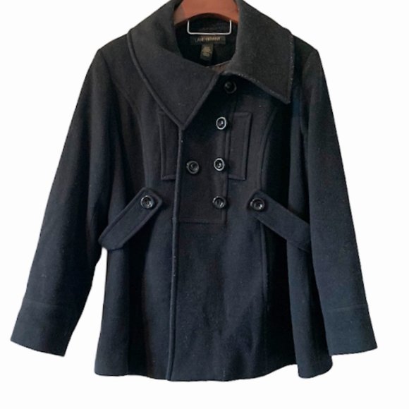plus size black pea coat